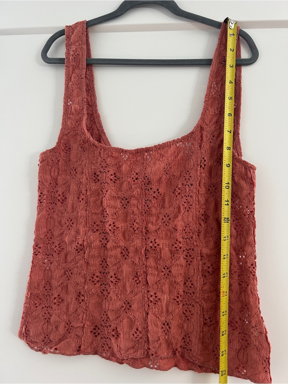 Free People Lace Scoop Tank Top - Rusty Terracotta